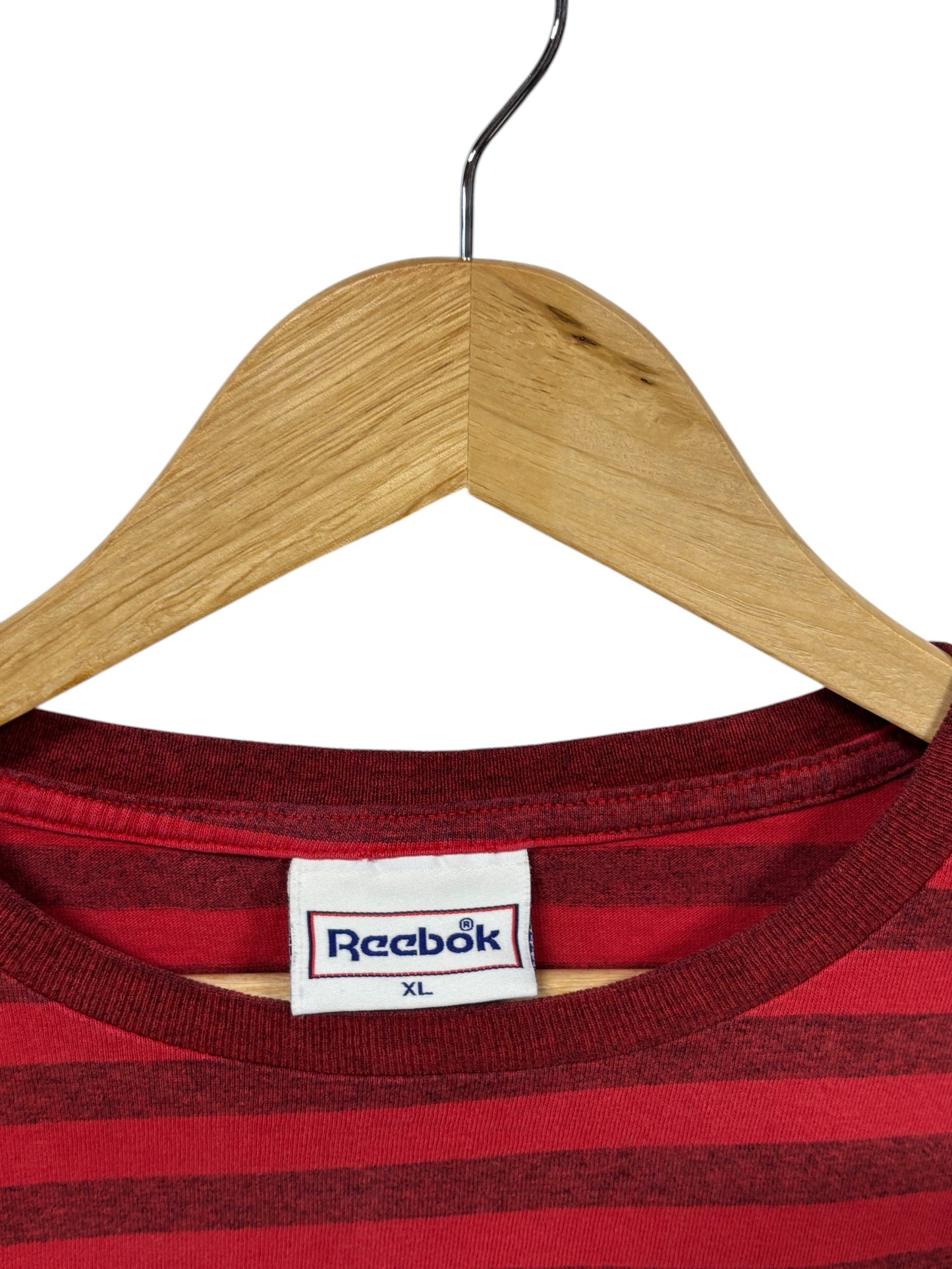 Vintage 90's Reebok Striped Spell Out Tee Size XL