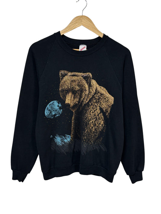 Vintage 90's Grizzly Bear Big Print Nature Crewneck Sweater Size Large