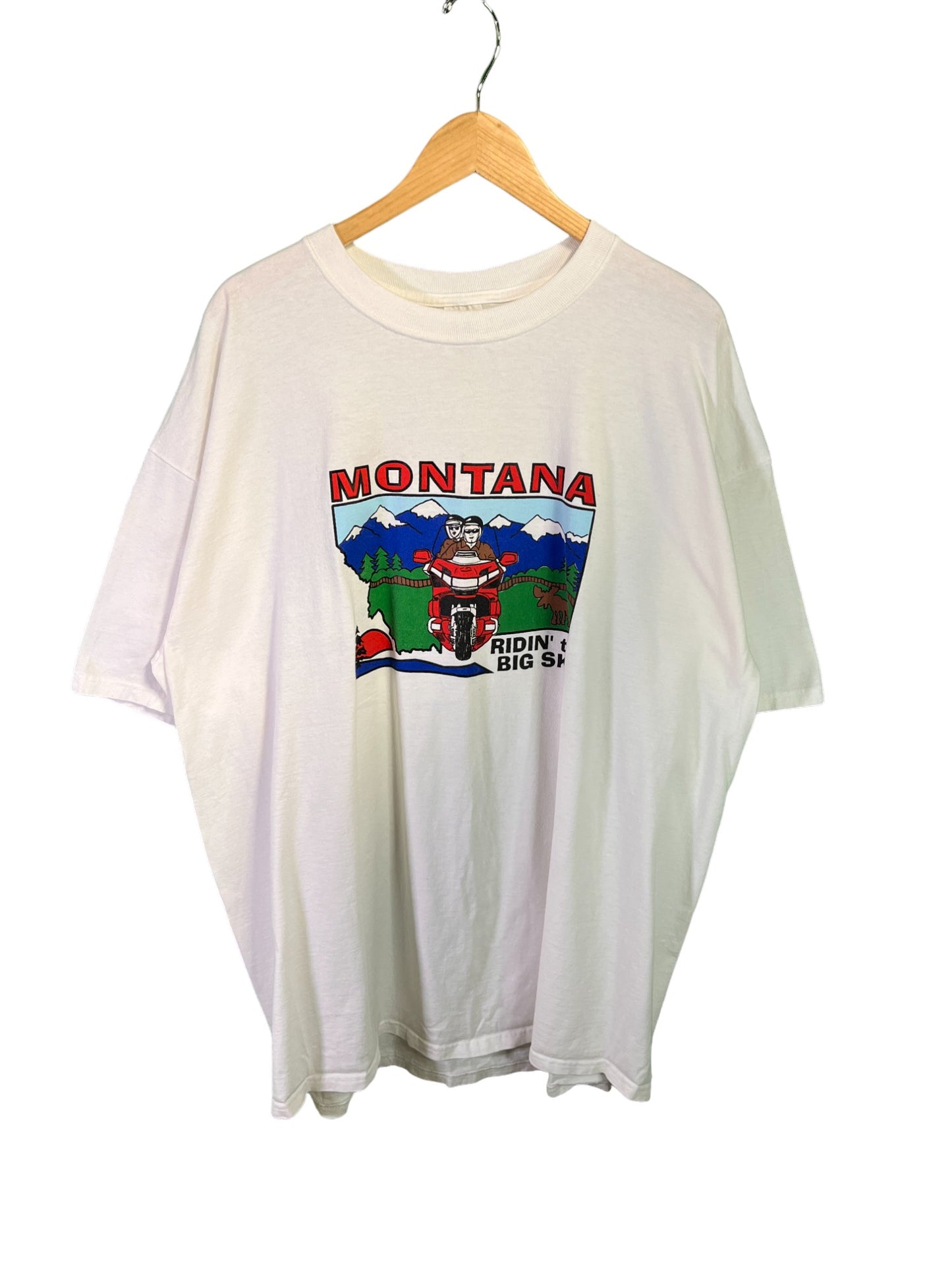 Vintage Honda Gold Wing Riding the Big Sky Biker Graphic Tee Size 3XL