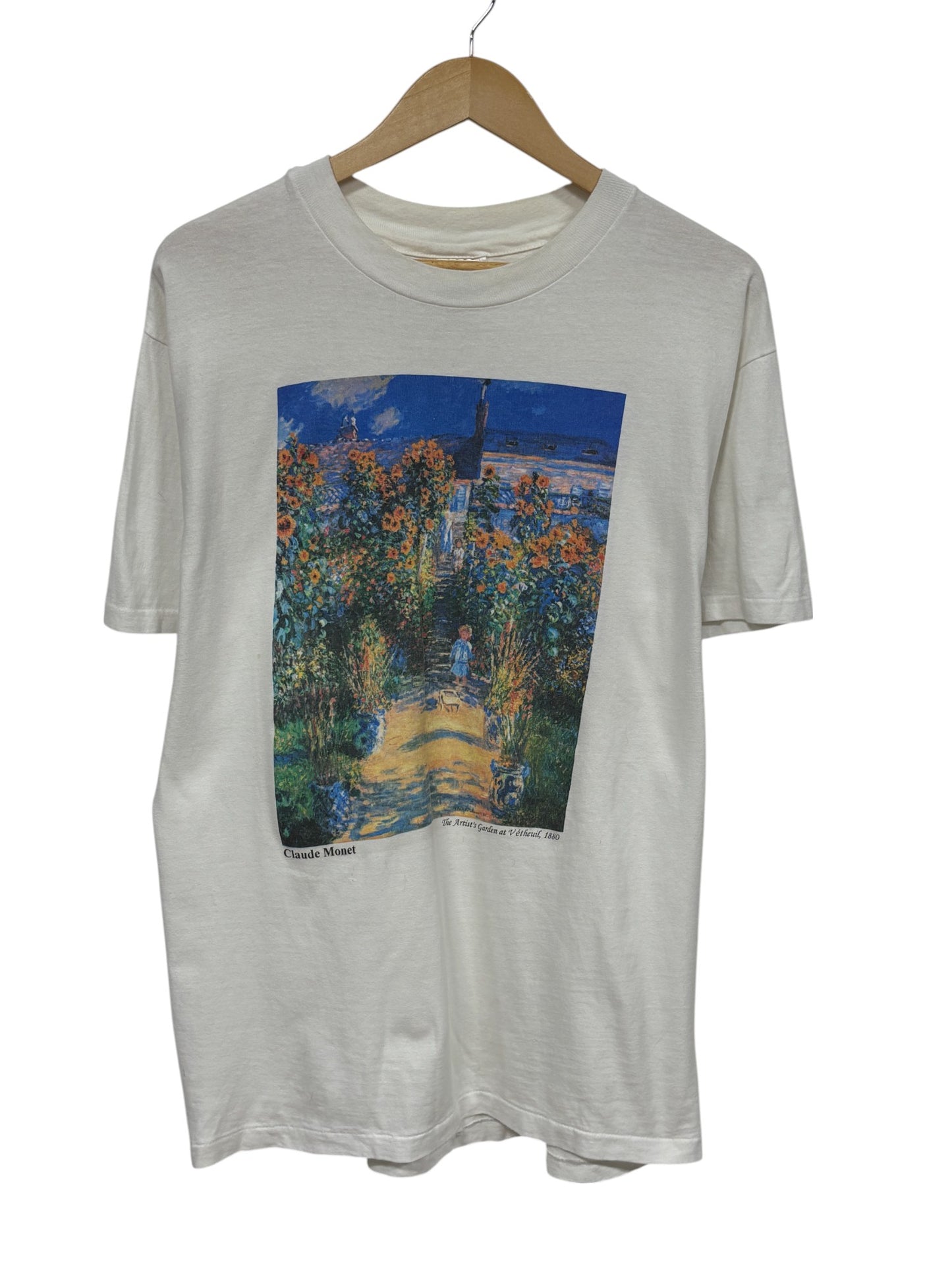 Vintage 90's Claude Monet The Artist's Garden Art Graphic Tee Size Large