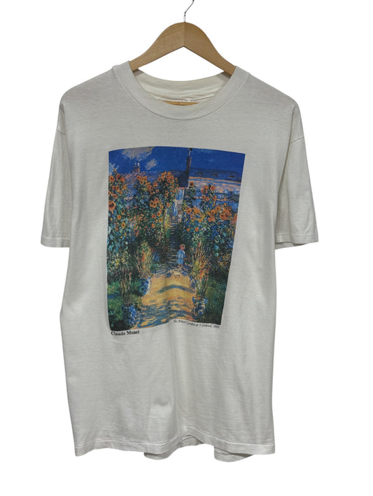 Vintage 90's Claude Monet The Artist's Garden Art Graphic Tee Size Large