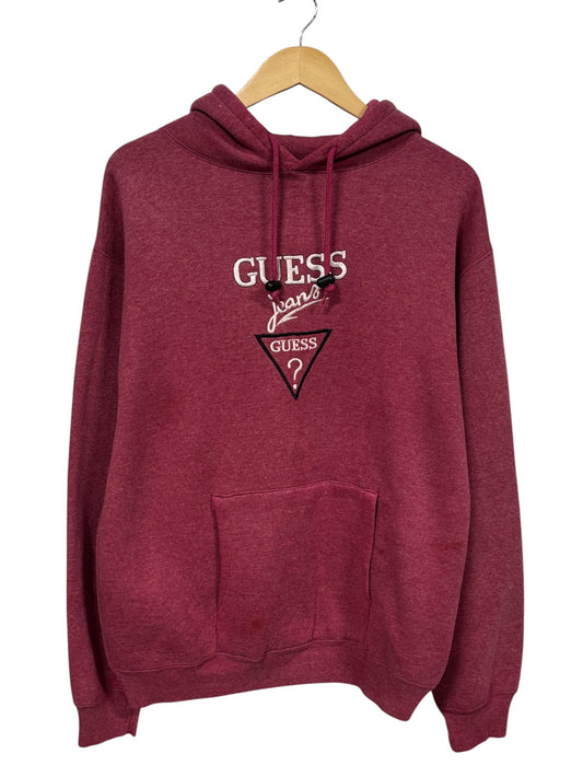 Vintage 90's Guess Classic Logo Red Pullover Hoodie Size Large
