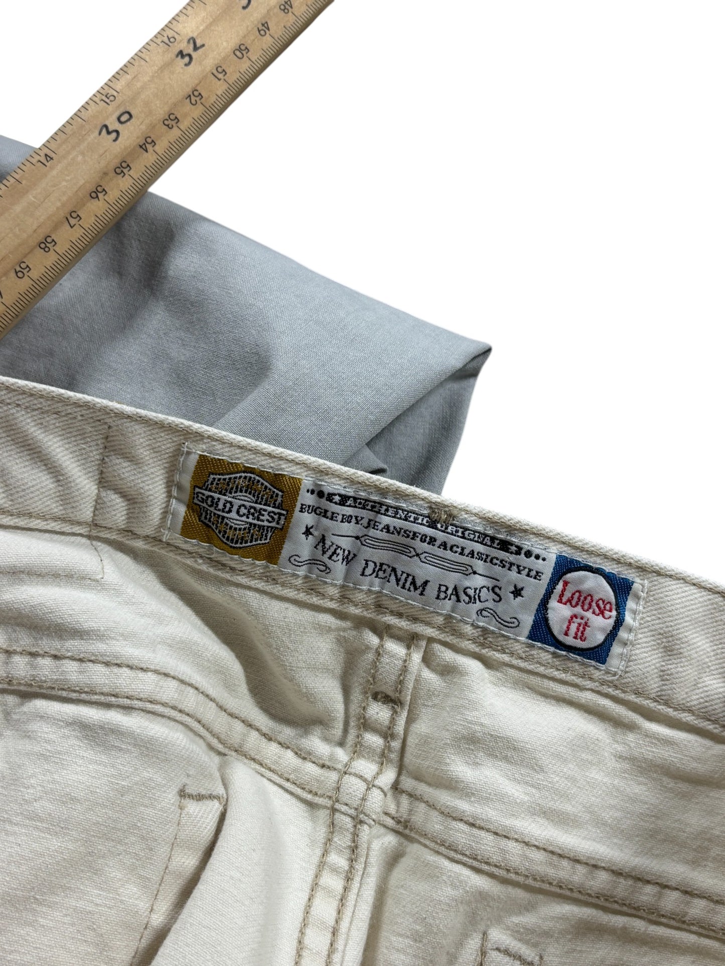 Vintage 90's Bugle Boy White Baggy Fit Skater Denim Jeans Size 36x32