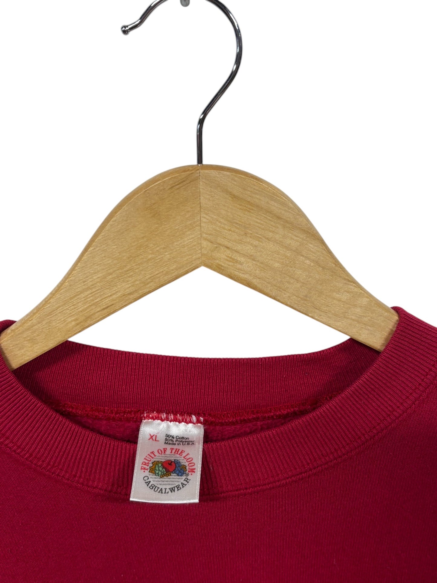 Vintage 90's Fruit of the Loom Red Blank Crewneck Sweater Size XL