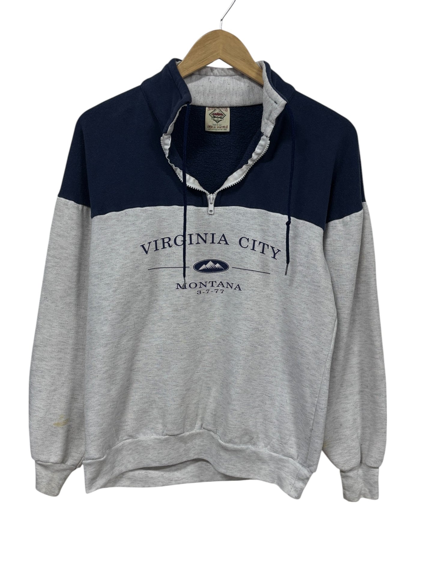 Vintage Virginia City Montana Quarter Zip Sweater Size Medium