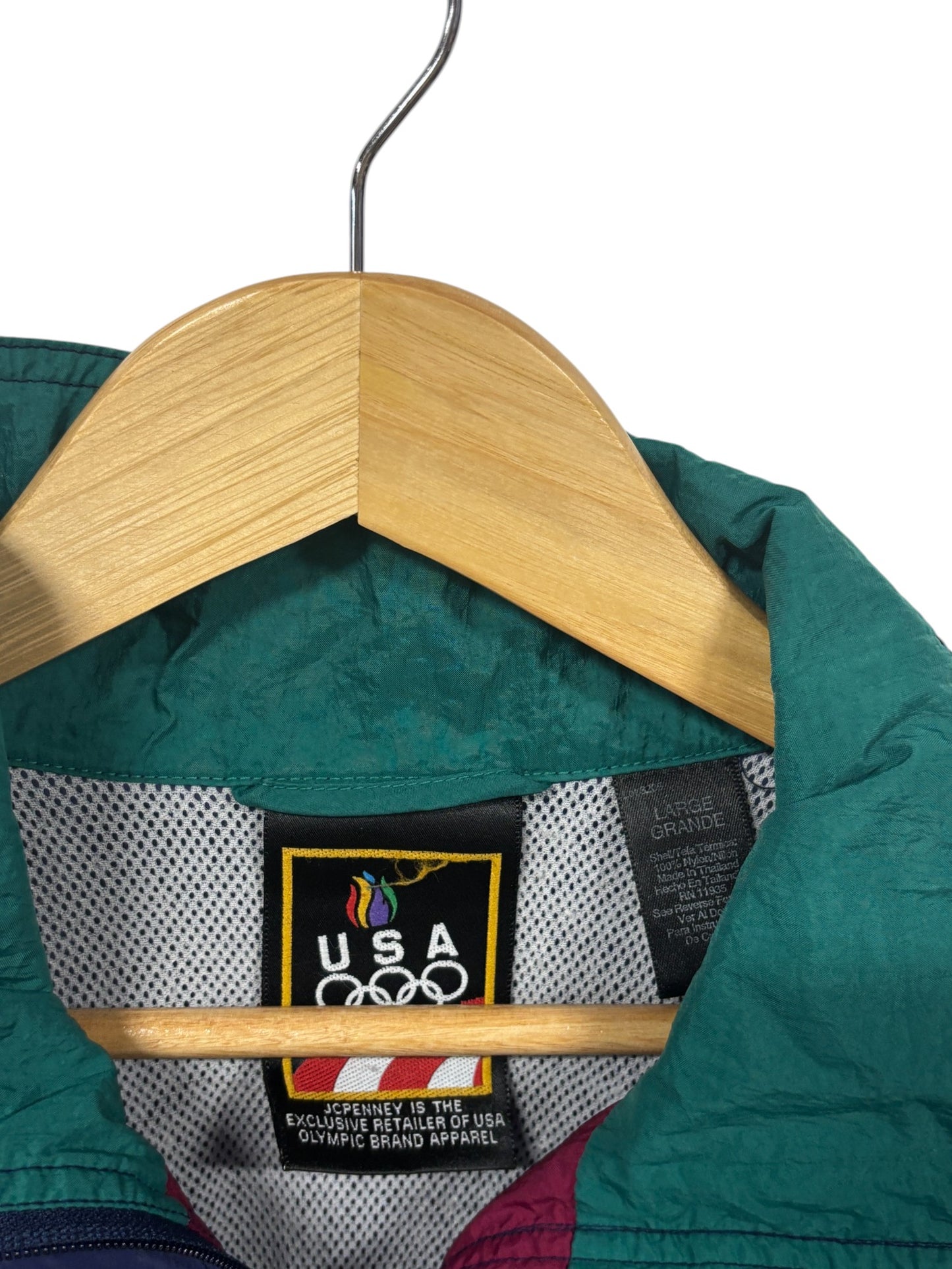 Vintage 90's Olympics Blue Windbreaker Jacket Size Large