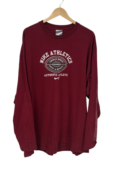 Vintage Y2K Nike Athletics Red Long Sleeve Graphic Shirt Size XXL