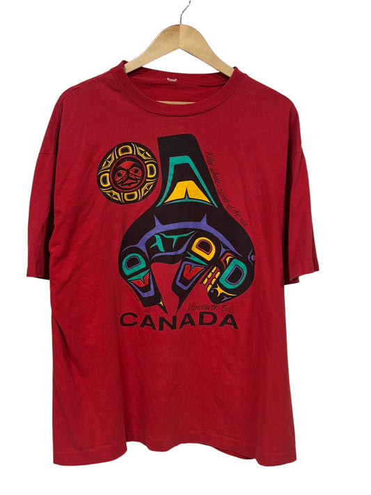 Vintage 90's Vancouver Canada Killer Whale Art Graphic Tee Size XL