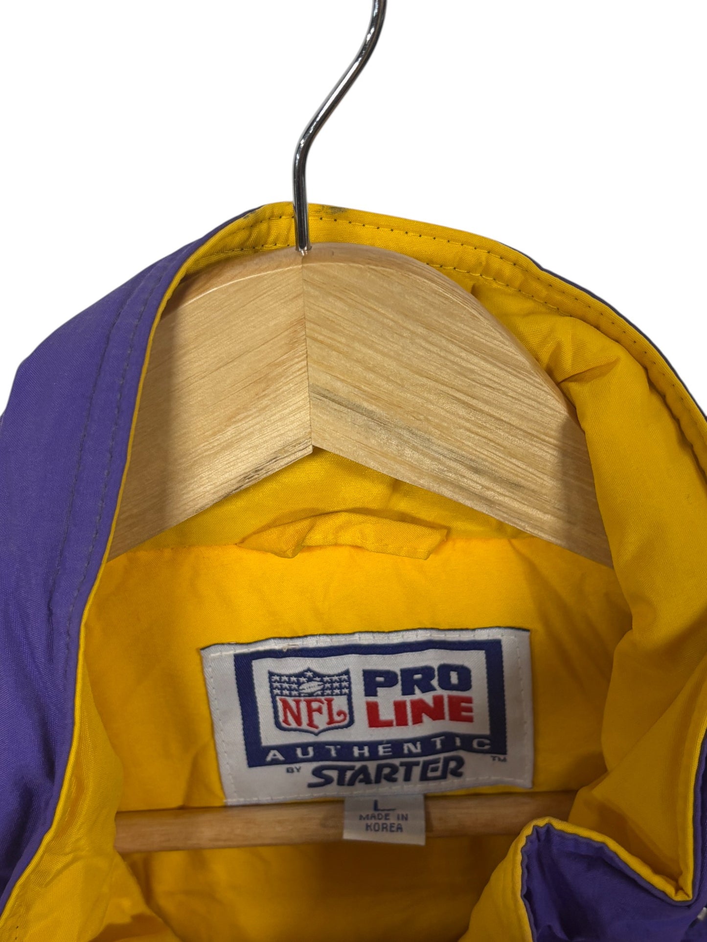 Vintage 90's Starter Minnesota Vikings Pro Line Long Puffer Jacket Size Large