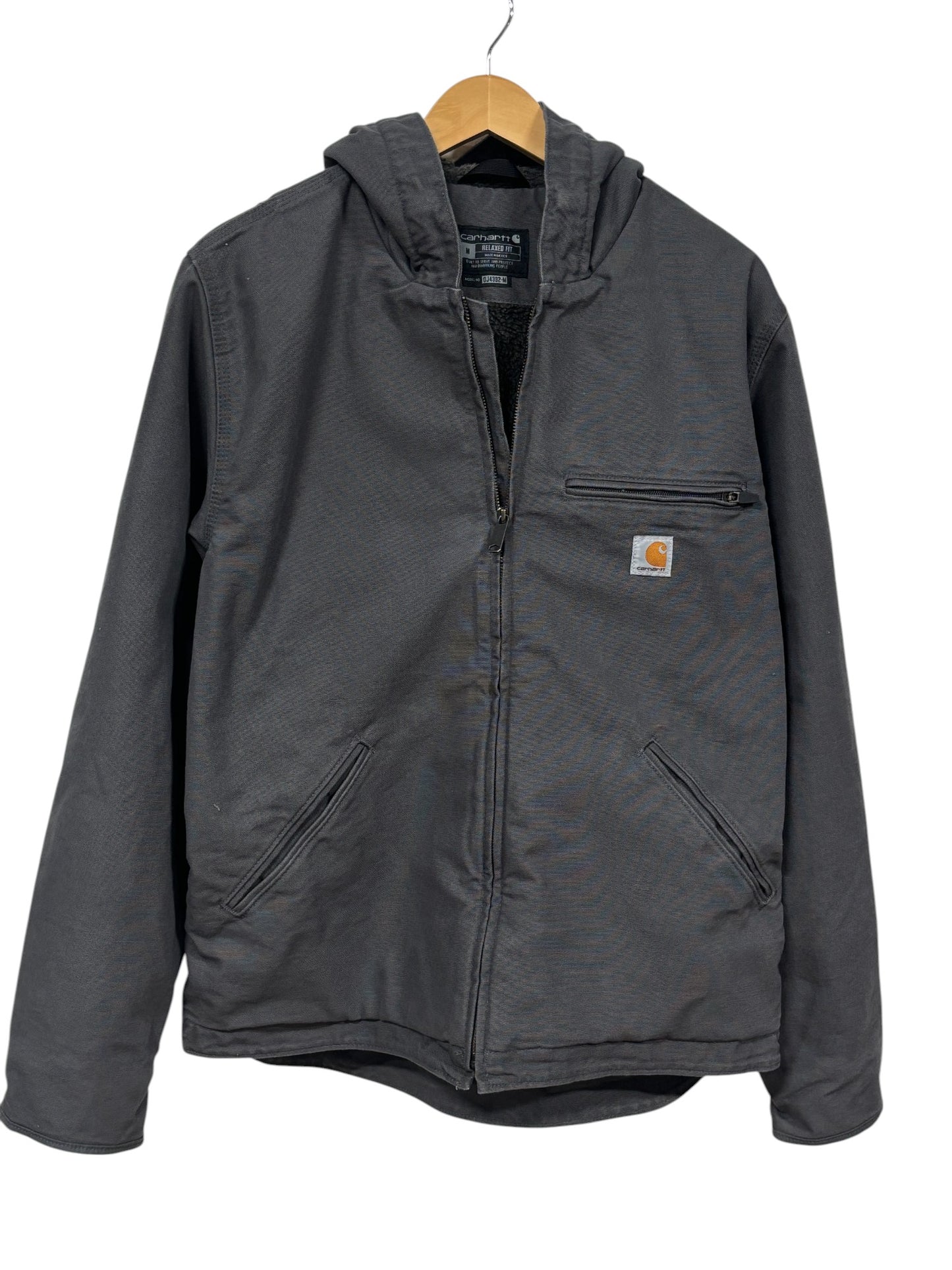 Carhartt Relaxed Fit Grey J140 Zip Up Insulated Work Jacket Size Medium