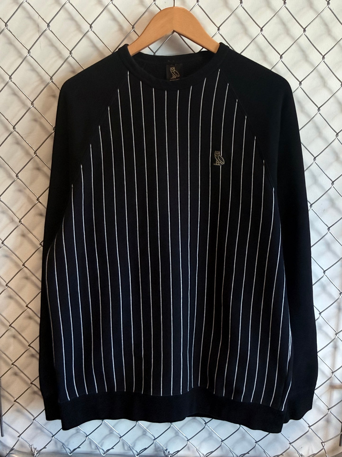 Octobers Very Own OVO Black Pinstripe Familia Sweater Size XL
