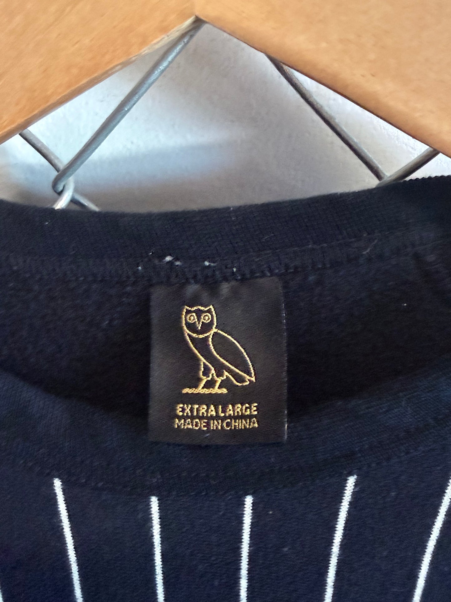 Octobers Very Own OVO Black Pinstripe Familia Sweater Size XL