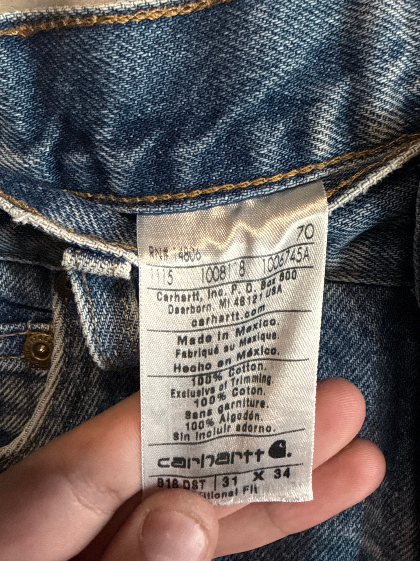 Carhartt Denim Dungaree Fit Carpenter Jeans Size 32x32
