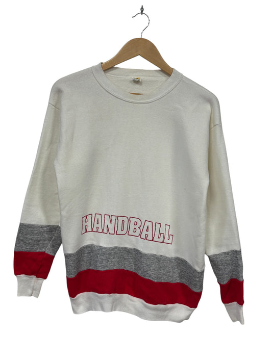 Vintage 80's Velva Sheen Handball Striped White Crewneck Sweater Size Large