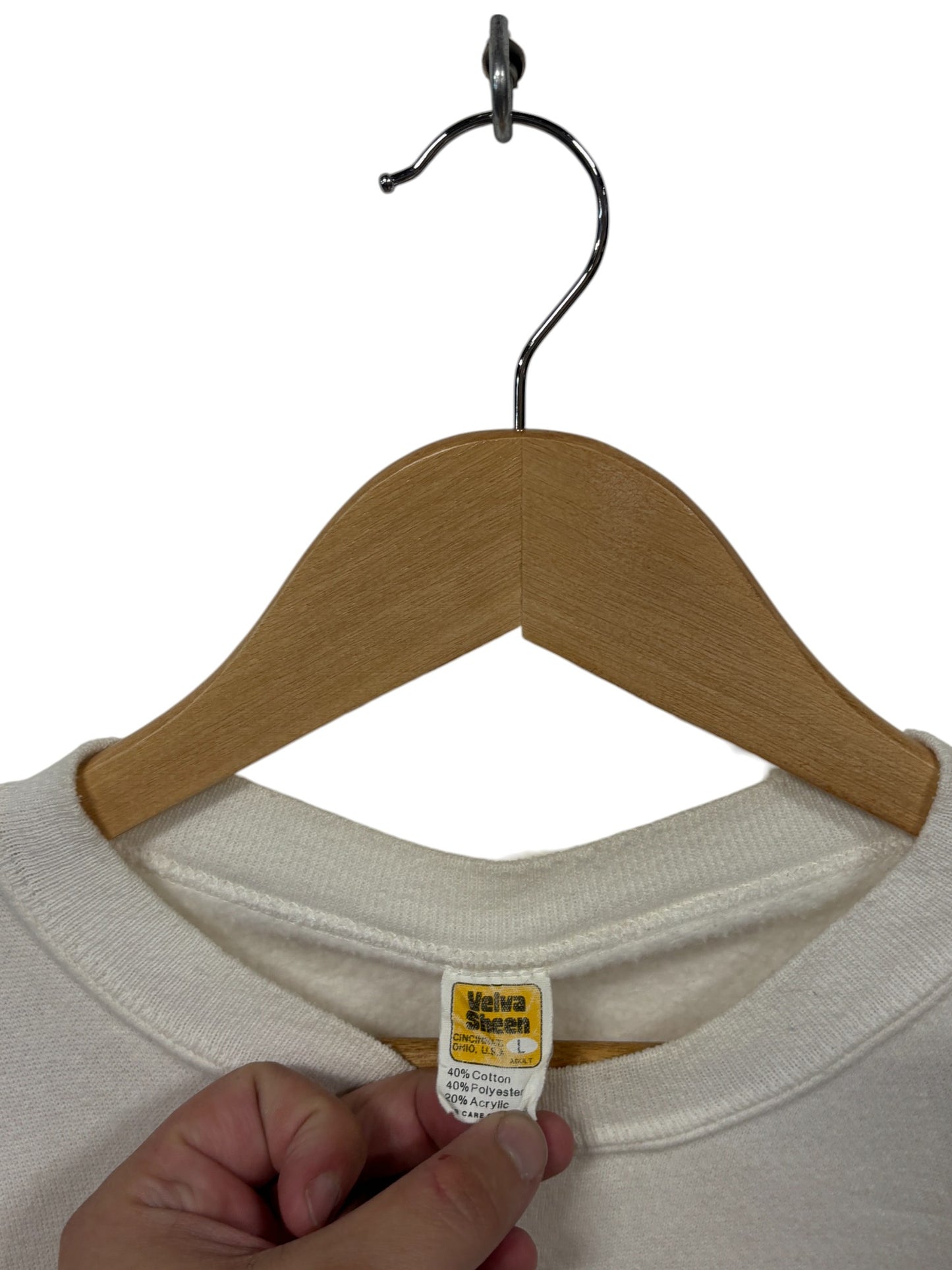 Vintage 80's Velva Sheen Handball Striped White Crewneck Sweater Size Large