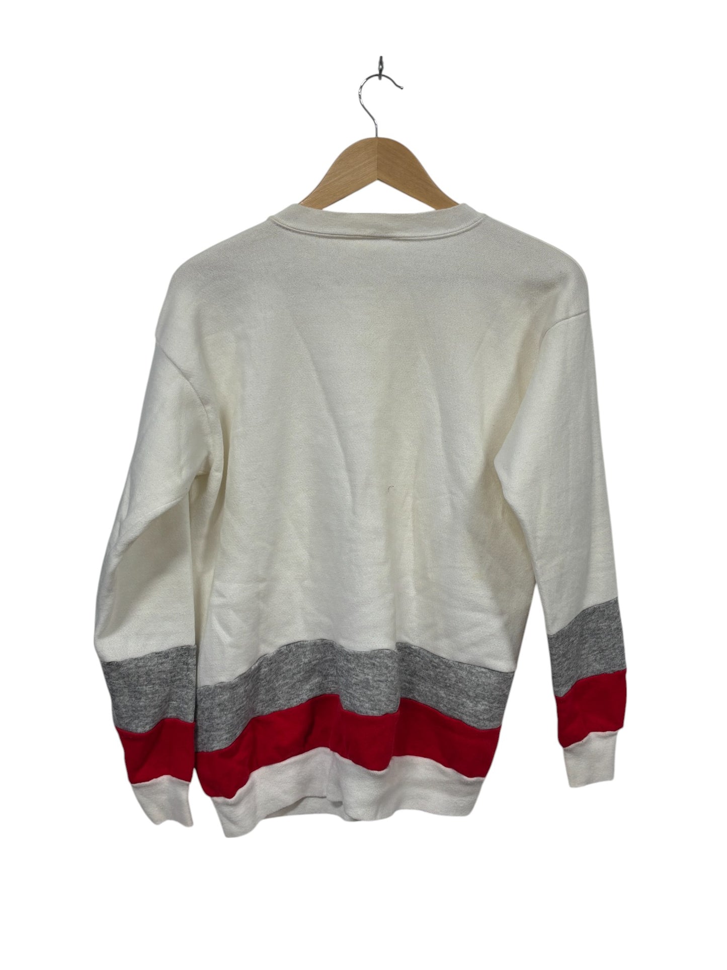 Vintage 80's Velva Sheen Handball Striped White Crewneck Sweater Size Large