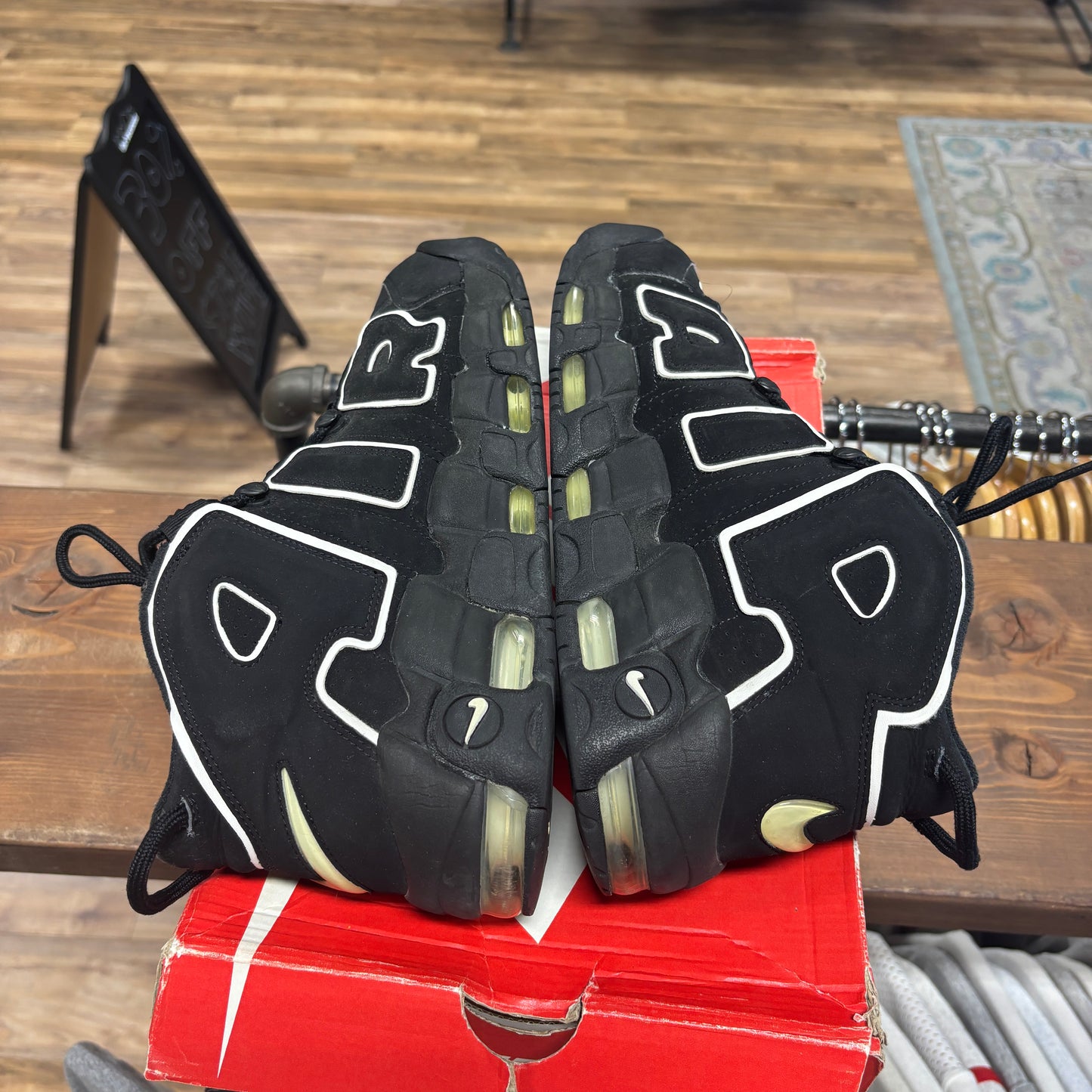 Nike Air More Uptempo 'Black White' Size 10.5