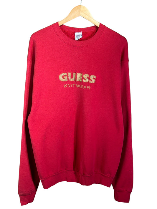 Vintage 90's Guess Knitwear Embroidered Crewneck Sweater Size Large