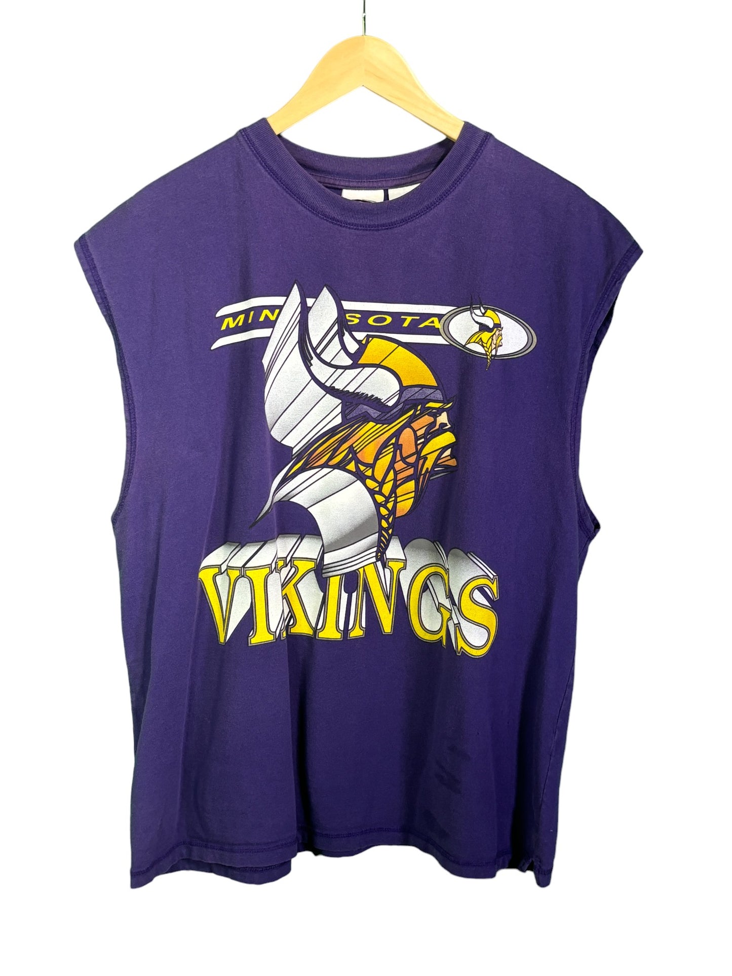 Vintage Minnesota Vikings NFL Logo Tank Top Cutoff Tee Size XL