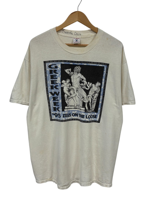 Vintage 1995 Zeus on the Loose Greek Week Fraternity Graphic Tee Size XL