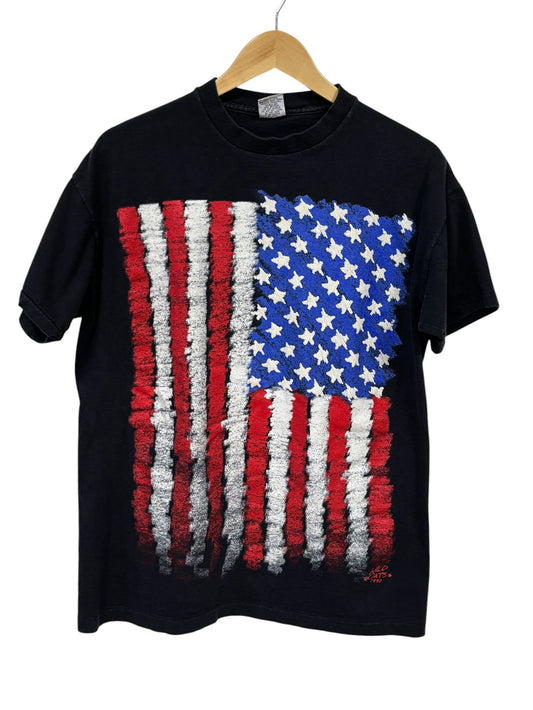 Vintage 90's Wild Oats American Flag Big Print Graphic Tee Size Large