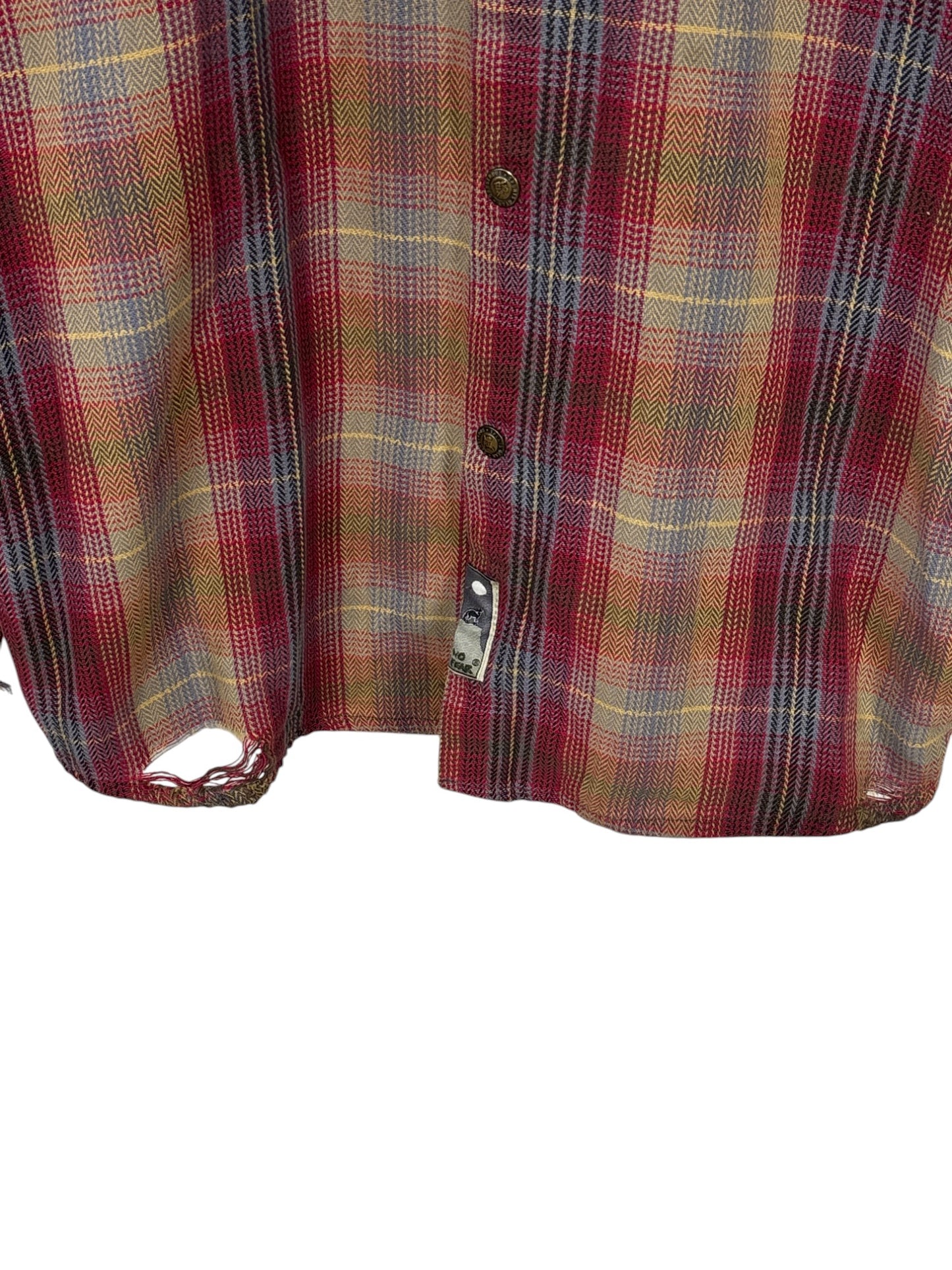 Vintage 90's No Fear Plaid Grunge Flannel Button Up Shirt Size Large