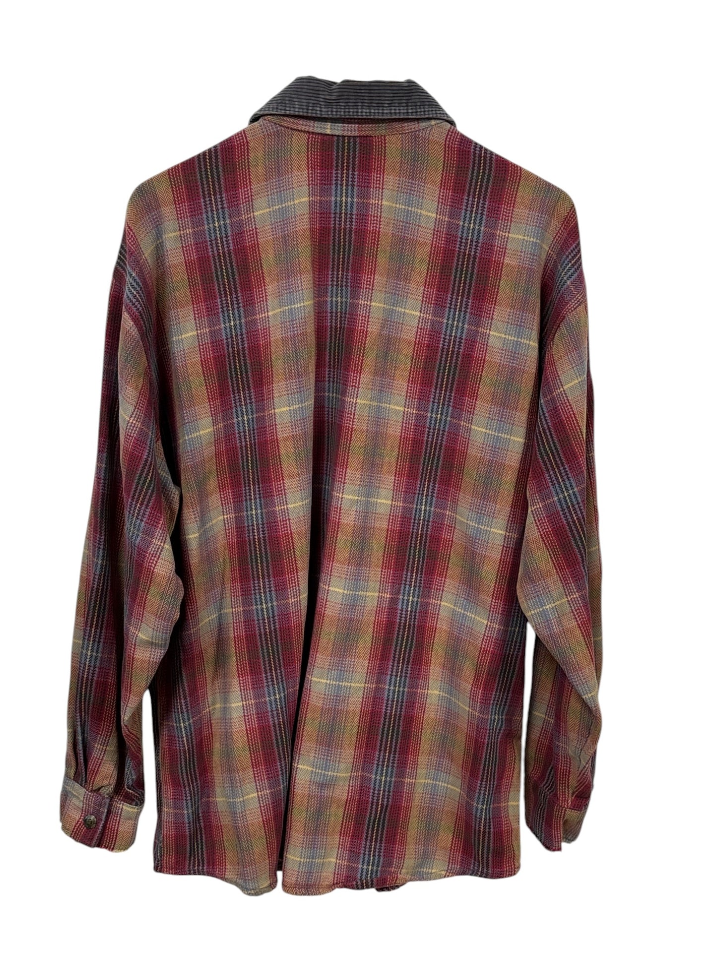 Vintage 90's No Fear Plaid Grunge Flannel Button Up Shirt Size Large