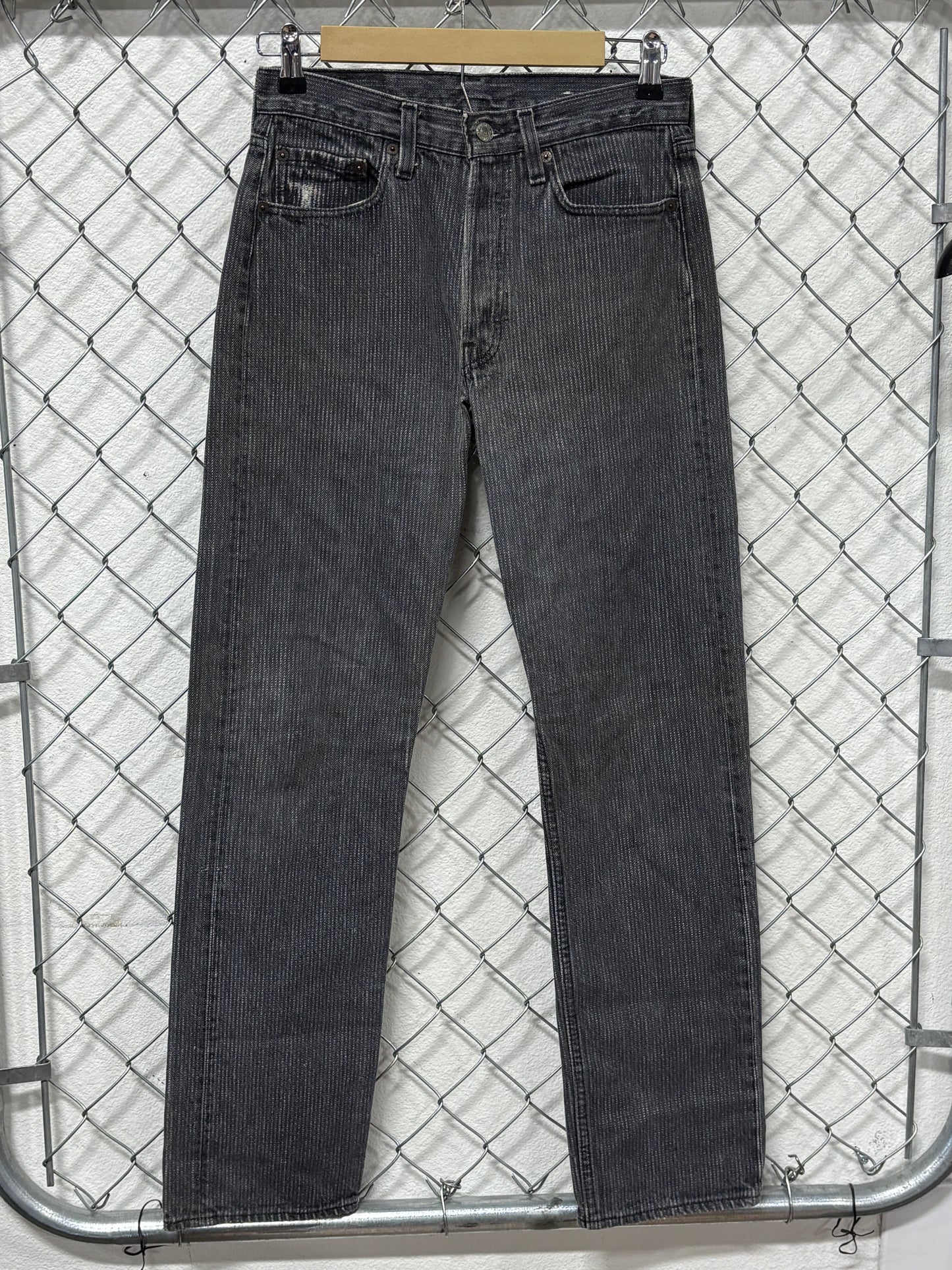 Vintage 90's Levi's 501 Striped Grey Denim Jeans Made in USA Size 28x31