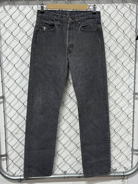 Vintage 90's Levi's 501 Striped Grey Denim Jeans Made in USA Size 28x31