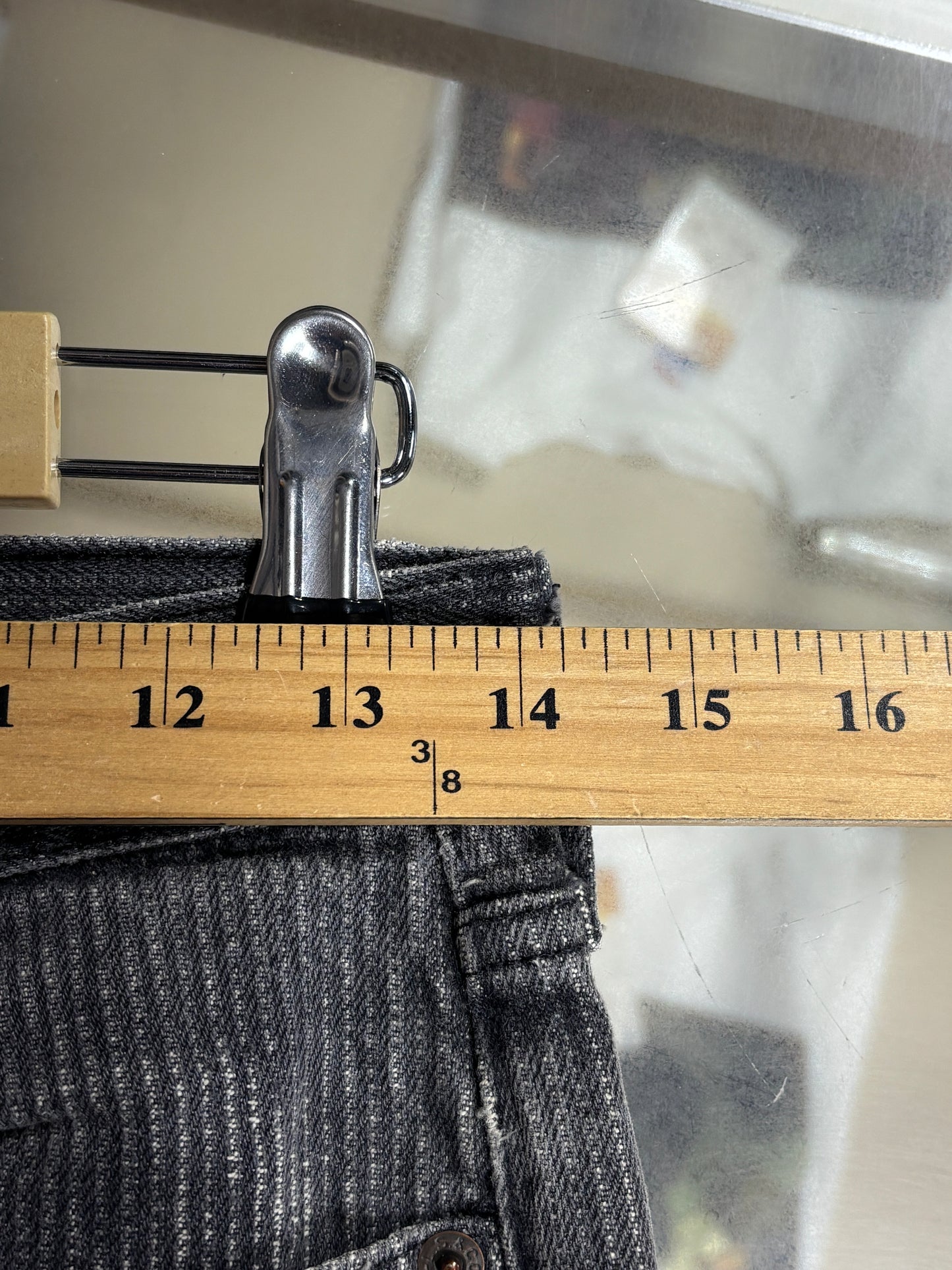 Vintage 90's Levi's 501 Striped Grey Denim Jeans Made in USA Size 28x31