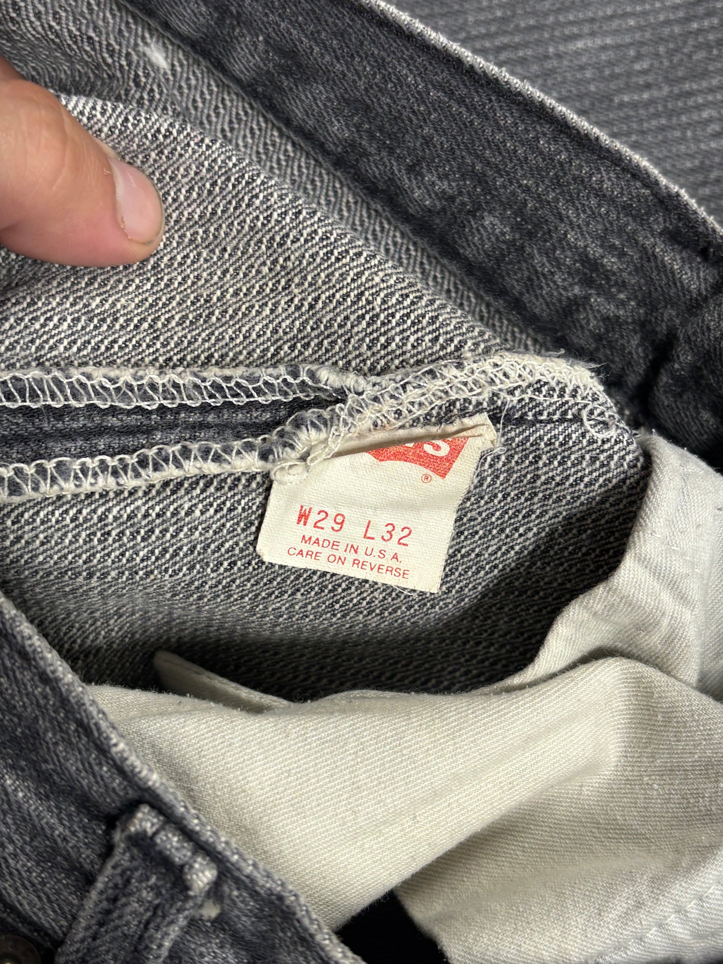Vintage 90's Levi's 501 Striped Grey Denim Jeans Made in USA Size 28x31
