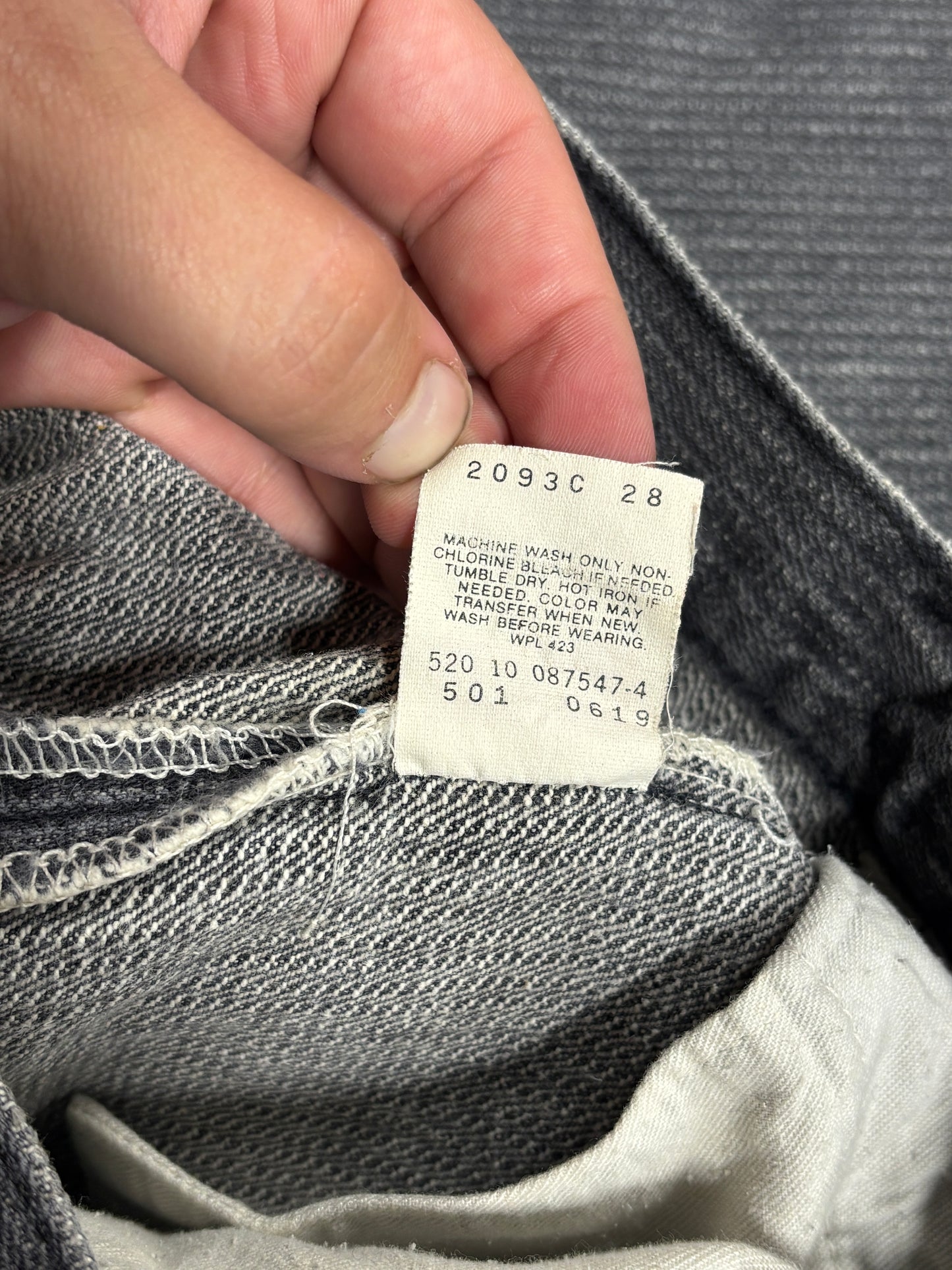 Vintage 90's Levi's 501 Striped Grey Denim Jeans Made in USA Size 28x31