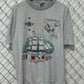 Vintage 90's Virginia Beach Striped Sailing Graphic Tee Size XL