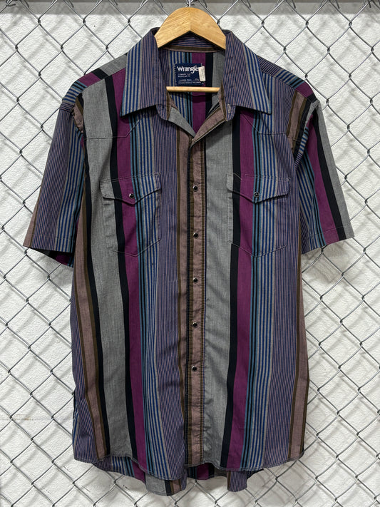 Vintage Wrangler Pearl Snap Western Short Sleeve Button Up Shirt Size XL