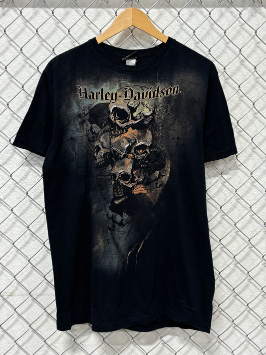 Harley Davidson Y2K Skull Biker Graphic Tee Size Large