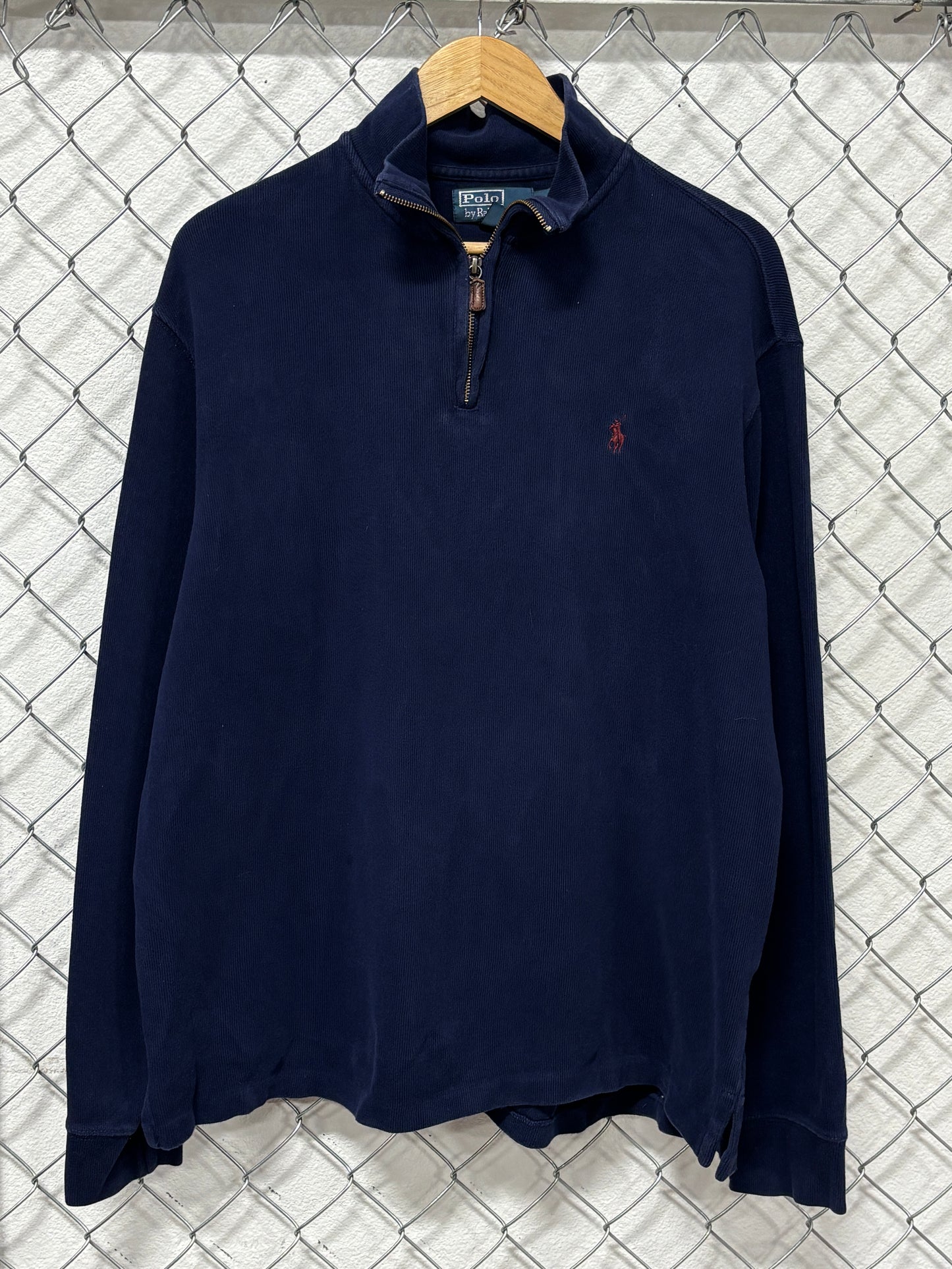 Vintage Polo Ralph Lauren Navy Blue Quarter Zip Sweater Size Large