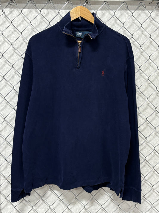 Vintage Polo Ralph Lauren Navy Blue Quarter Zip Sweater Size Large