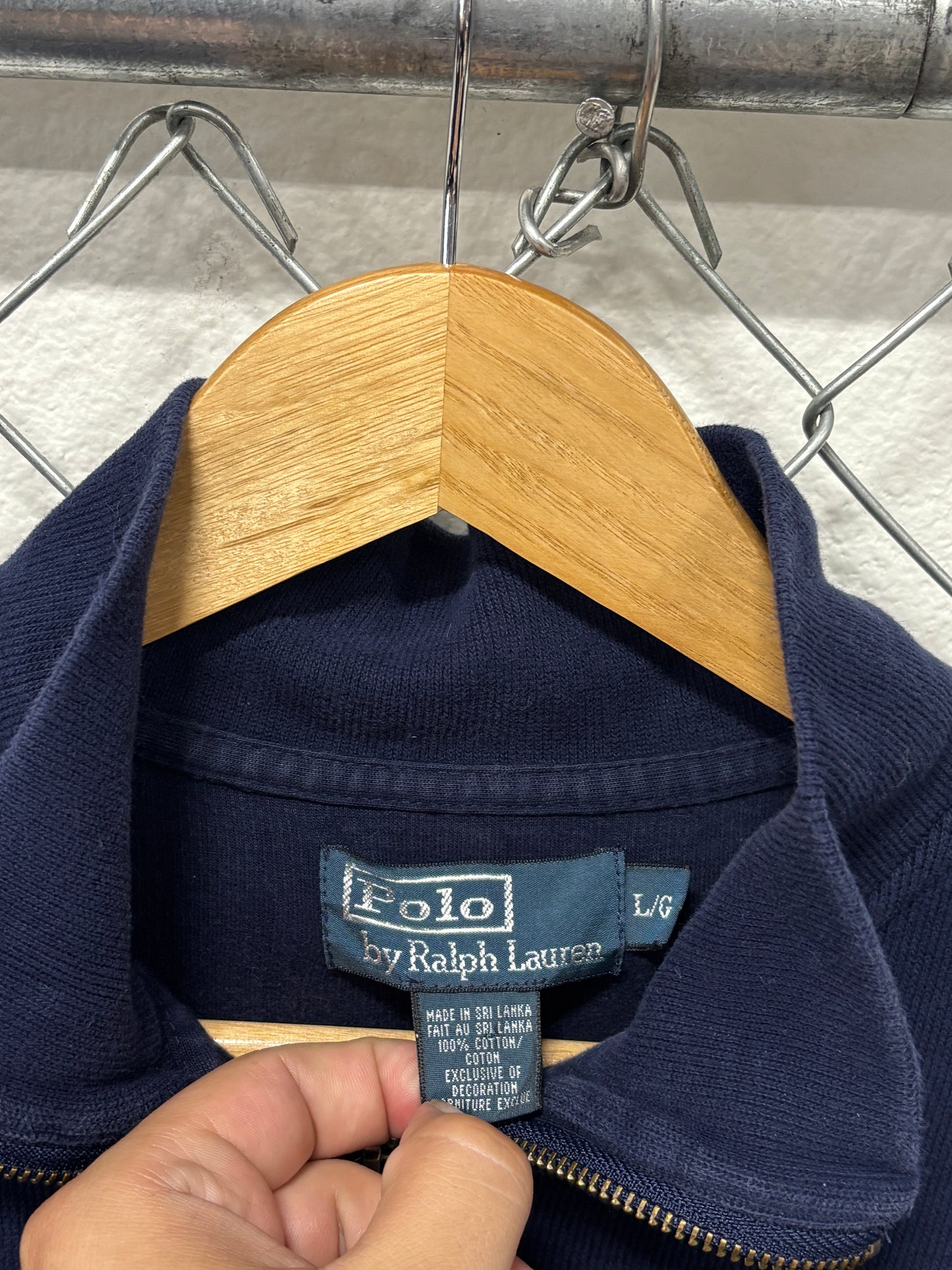 Vintage Polo Ralph Lauren Navy Blue Quarter Zip Sweater Size Large