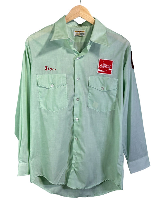 Vintage 80's Coca Cola Employee Button Up Shirt Dr Pepper Squirt Size M/L