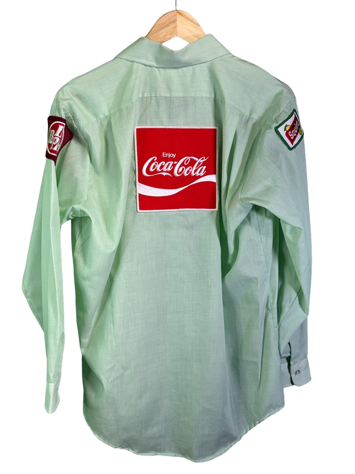 Vintage 80's Coca Cola Employee Button Up Shirt Dr Pepper Squirt Size M/L