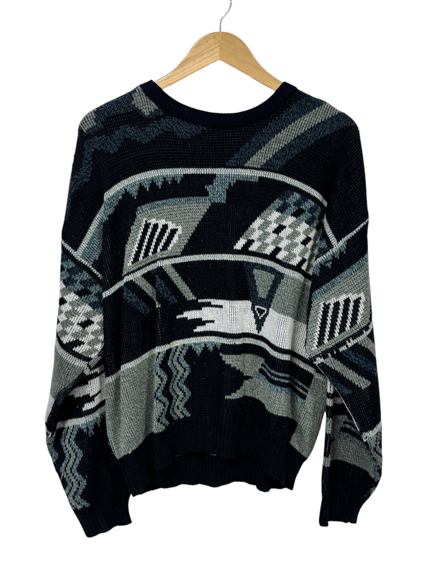 Vintage 90's Wood Land Trail Abstract Art Knit Sweater Size Large