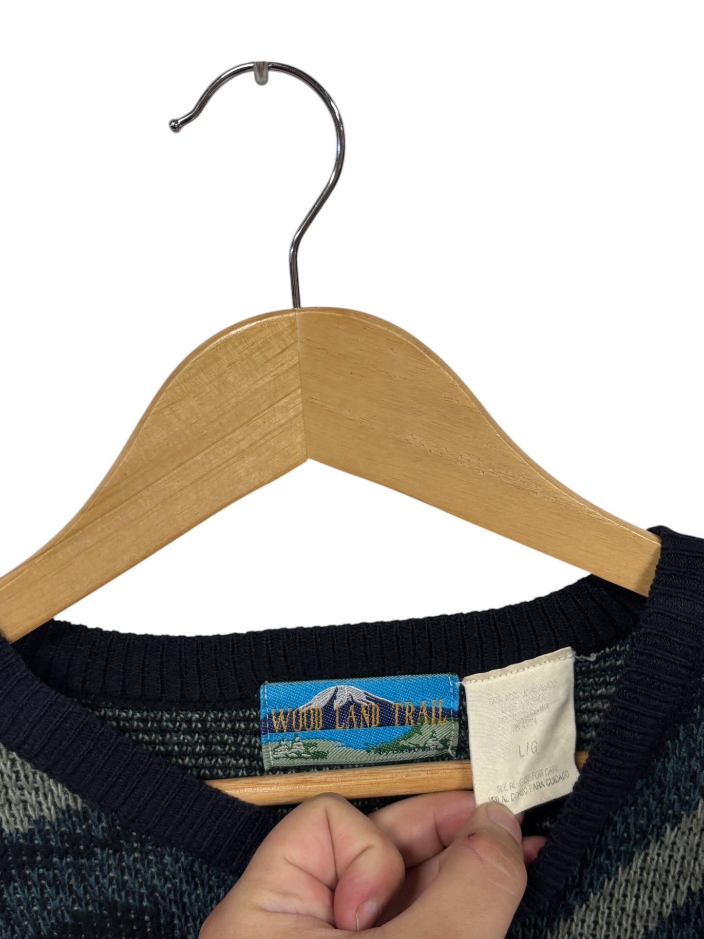 Vintage 90's Wood Land Trail Abstract Art Knit Sweater Size Large