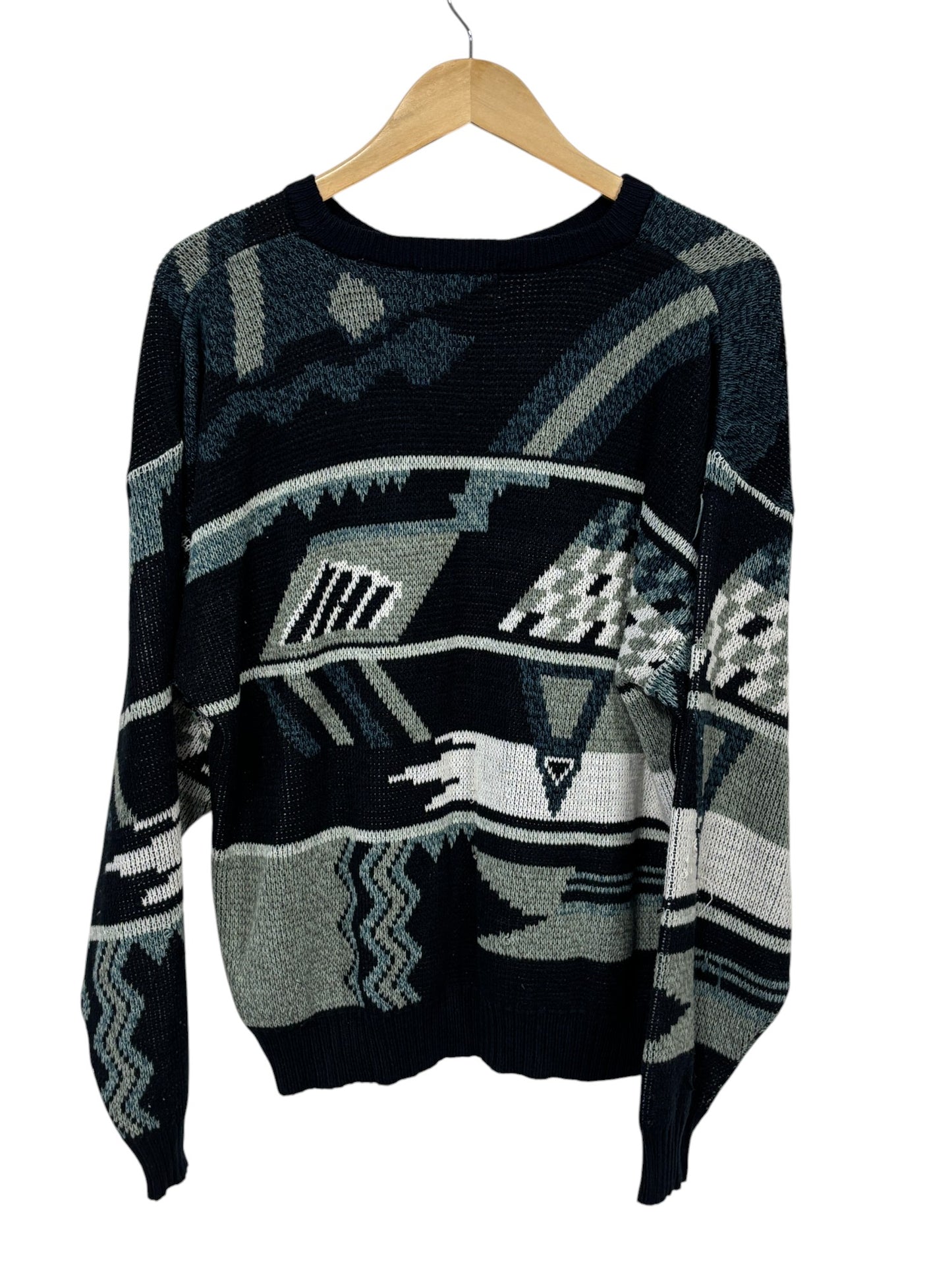 Vintage 90's Wood Land Trail Abstract Art Knit Sweater Size Large