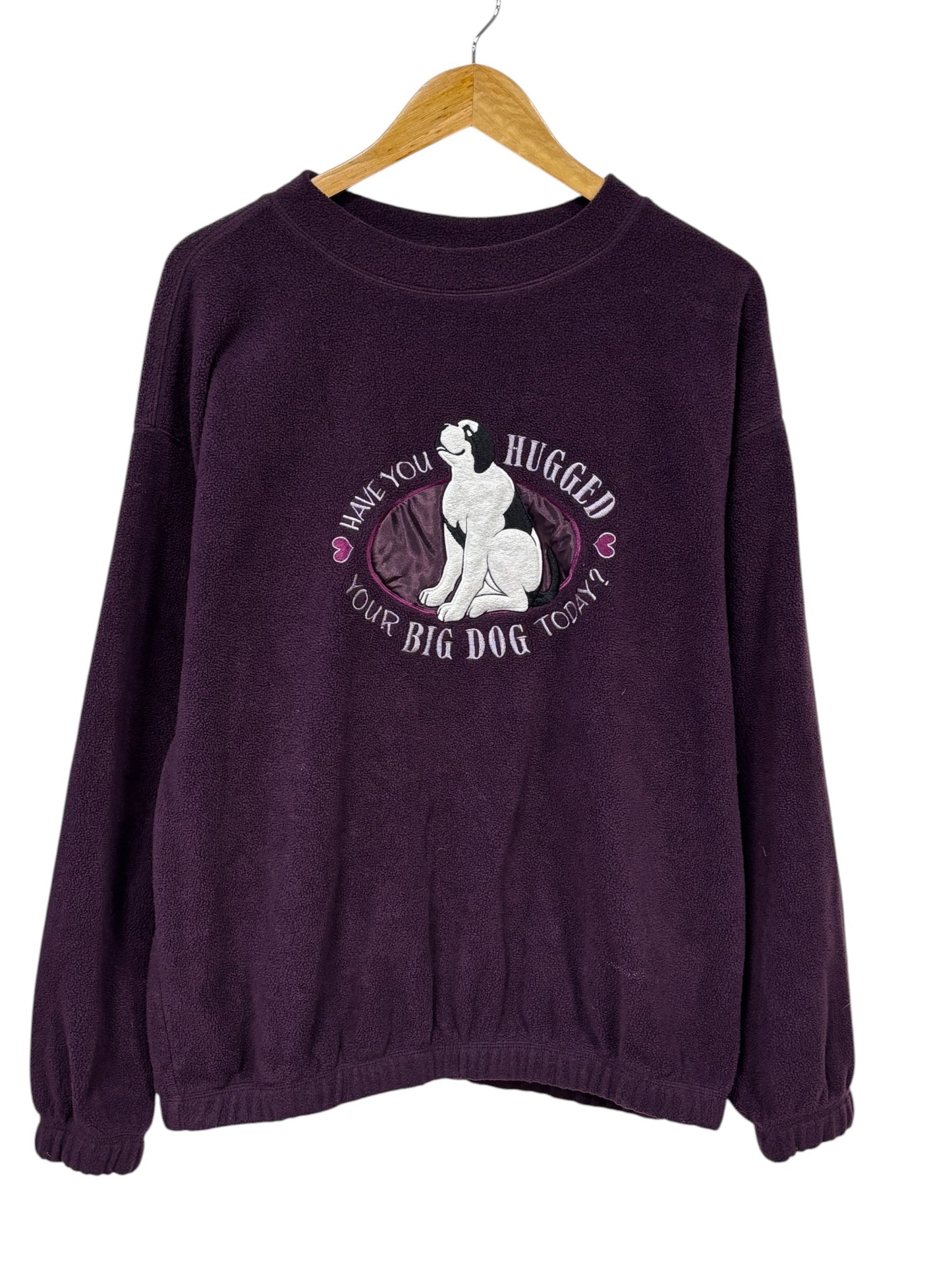 Vintage Big Dogs Have You Hugged Your Big Dog Fleece Sweater Size Medium