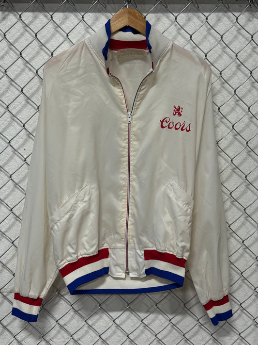 Vintage 80's Coors Beer White Zip Up Jacket Size Medium
