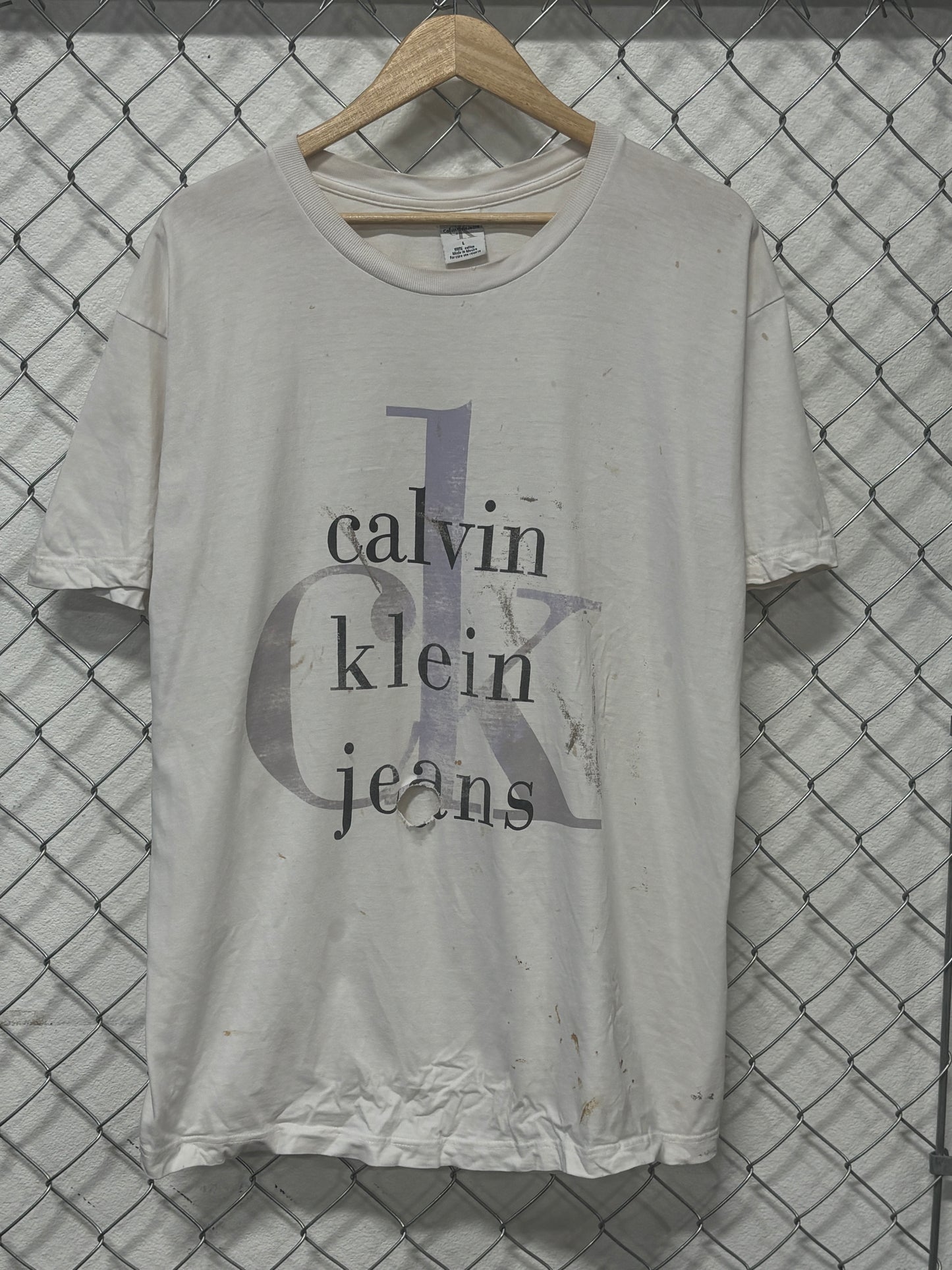 Vintage 90's Thrashed Calvin Klein Jeans Classic Logo Tee Size Large