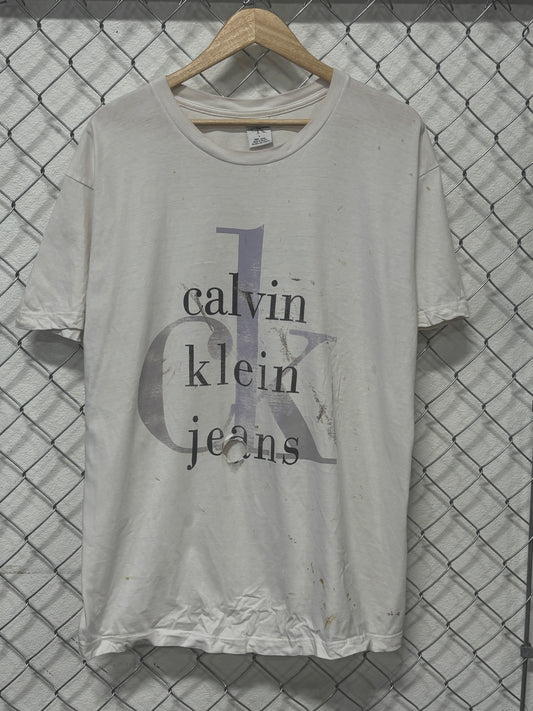 Vintage 90's Thrashed Calvin Klein Jeans Classic Logo Tee Size Large