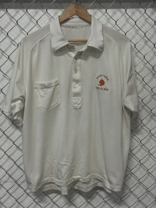 Vintage 90's Montana Grizzlies Missoula White Polo Shirt Size Large