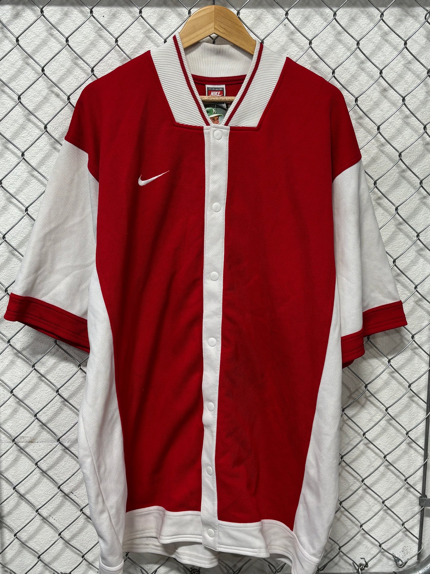 Vintage 90's Nike Warm Up Red White Shooting Shirt Size XL Tall