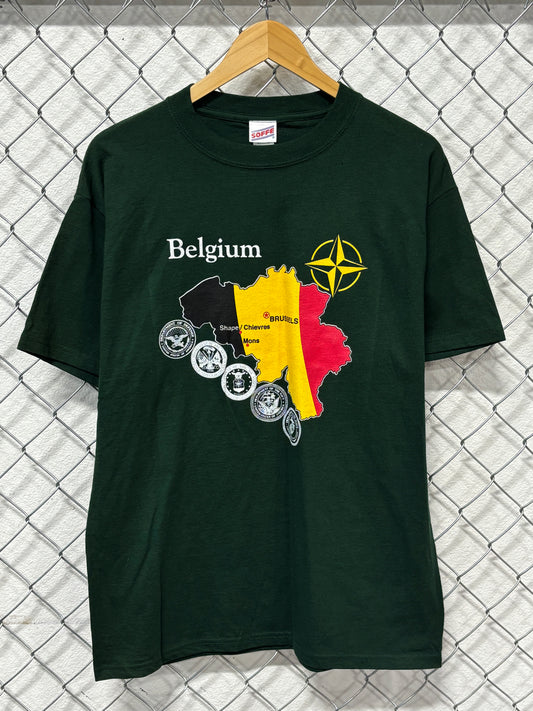 Vintage Belgium Country Map Graphic Tee Size Medium